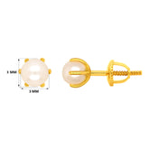 Kids' 22K Gold Pearl Screwback Ball Earrings